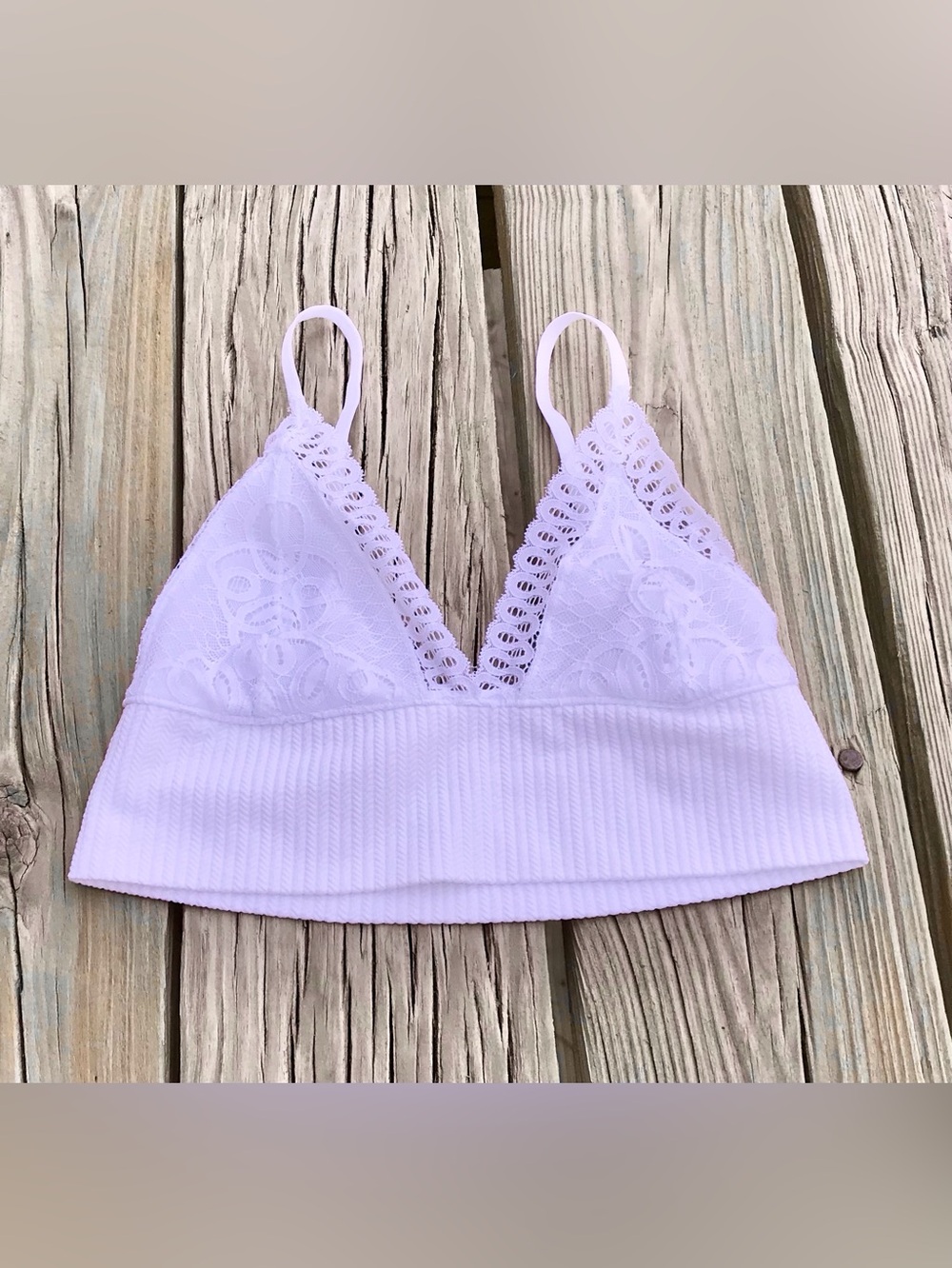 Ladies S THREE BIRD NEST WHITE Lace Seamless Adjustable Strap No Wire Bra Top